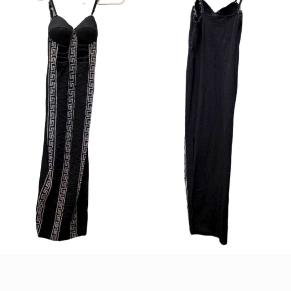 Black Maxi Dress with Geometric Pattern